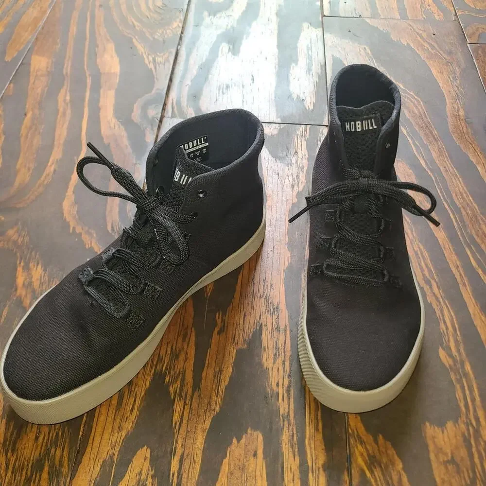 NOBULL High Top Canvas Trainer Black Gum Sole Mens 8.5 Womens 10 NWOB